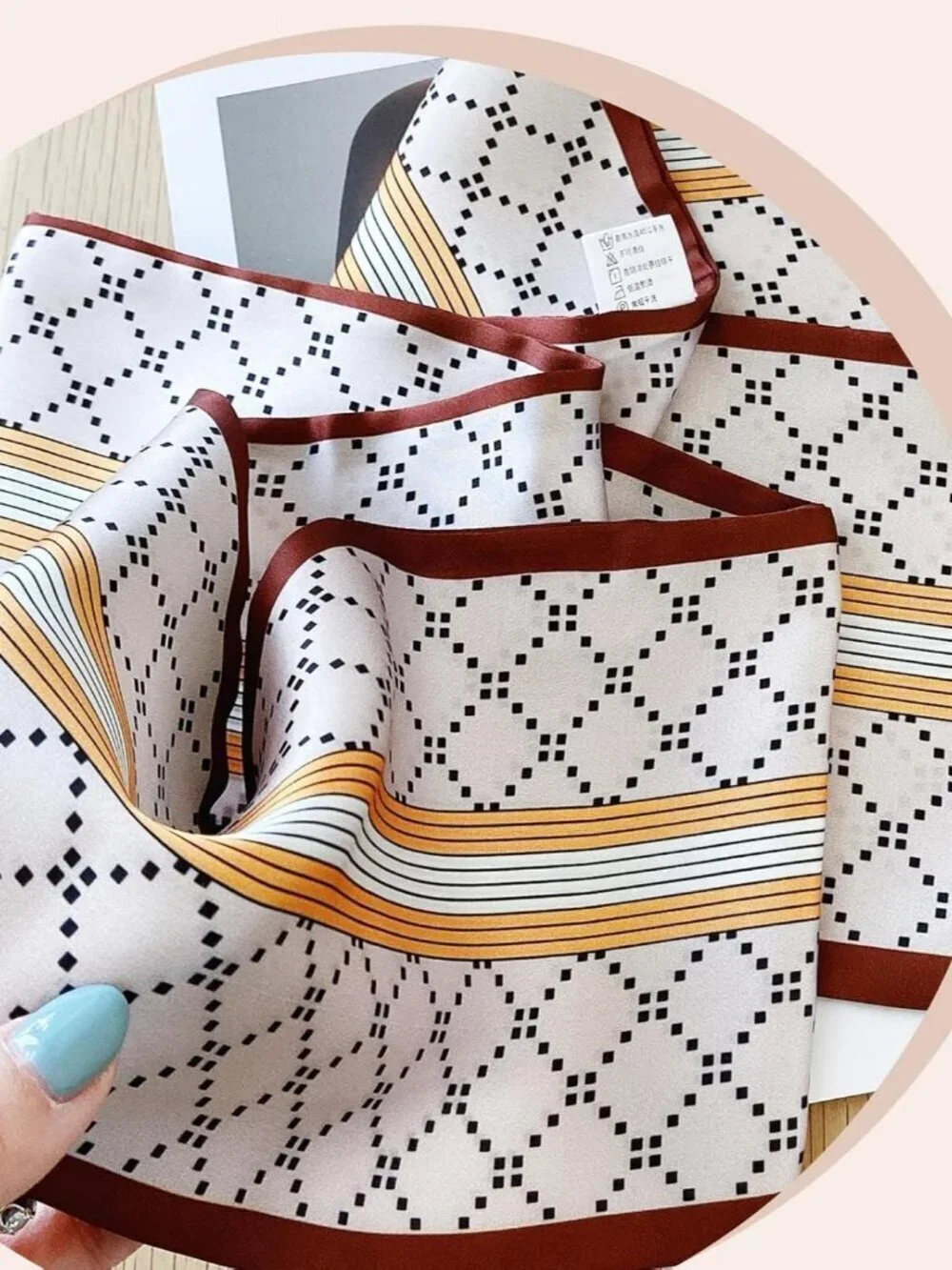 Women's Turmeric Rhombus Edge Elegant Oblique Angle Scarves Bag Scarfs